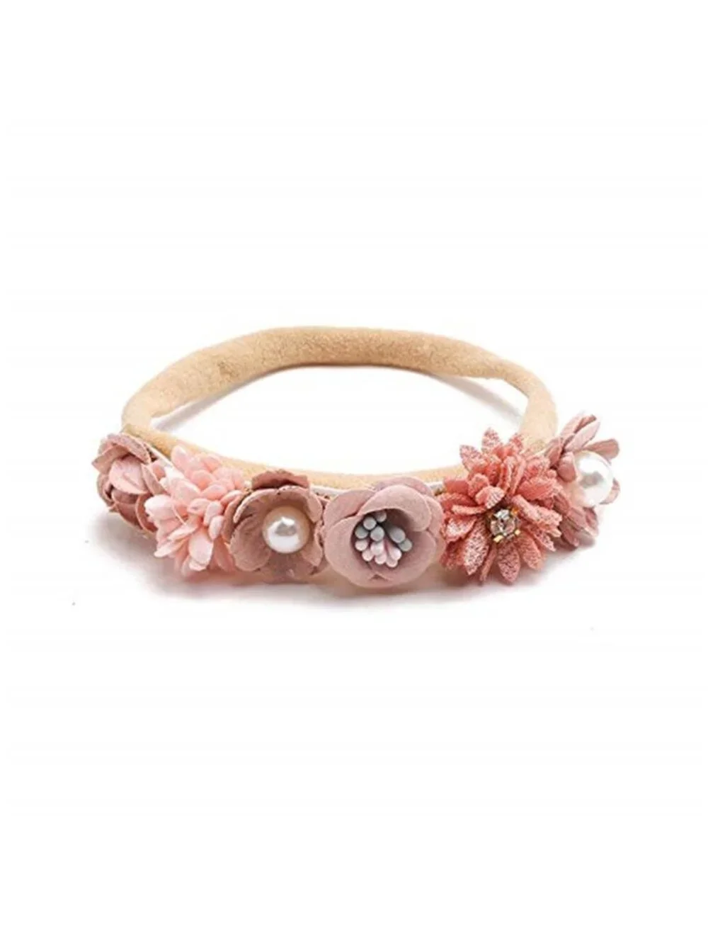 Baby Girl Headbands 3 Pack Pink Flower Nylon Hair Bands Newborn Infant Toddler